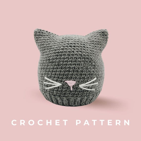 Crochet Pattern - Cat Hat, Multiple Sizes For Kids and Adults