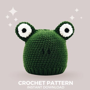 Frog Crochet Hat Pattern - Instant PDF Download, Multiple Sizes from Newborn to Tween