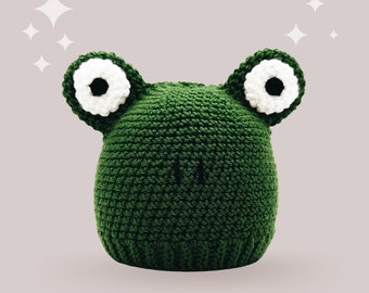 Frog Crochet Hat Pattern - Instant PDF Download, Multiple Sizes from Newborn to Tween