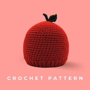 Crochet Pattern - Apple Hat, Instant PDF Download, Multiple Sizes For Kids and Adults