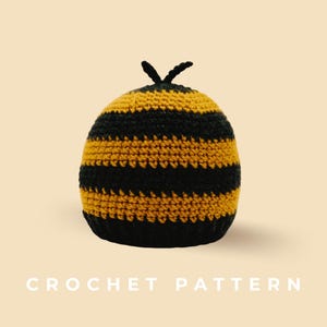 Crochet Pattern - Bee Hat, Multiple Sizes For Kids and Adults