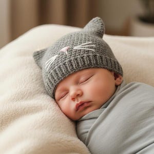 Crochet Cat Hat Pattern | Multiple Sizes Newborn to Adult | PDF Download image 2