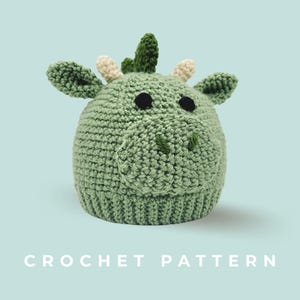 Modèle au crochet - chapeau de dragon, téléchargement PDF instantané, plusieurs tailles pour enfants et adultes