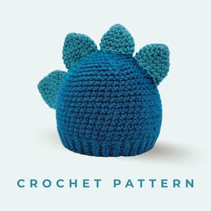 Crochet Pattern - Dinosaur Hat , Instant PDF Download, Multiple Sizes For Kids and Adults