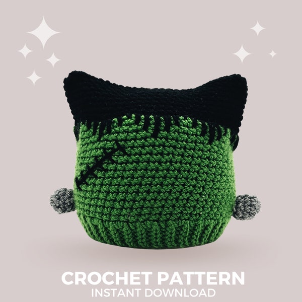 Frankenstein Crochet Hat Pattern - Instant PDF Download, Multiple Sizes from Newborn to Tween