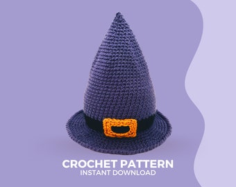 Crochet Witch Hat Pattern • Babies and Kids • Halloween • Modern and minimalist design • Instant download  PDF