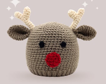 Reindeer Crochet Hat Pattern - Instant PDF Download, Multiple Sizes from Newborn to Tween