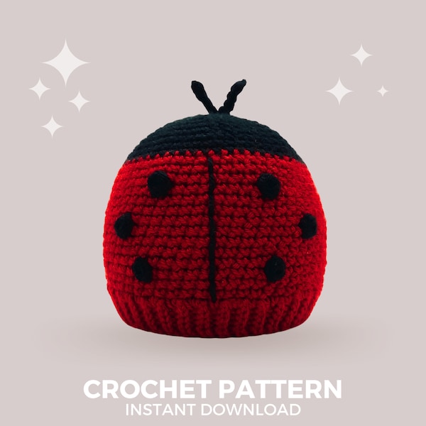 Patron au crochet | Tuque Coccinelle | Variations bordure et cache-oreilles | Téléchargement instantané PDF | Tailles Nouveau-né à Pré-ado