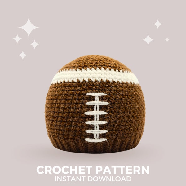 Football Crochet Hat Pattern - Instant PDF Download, Multiple Sizes from Newborn to Tween