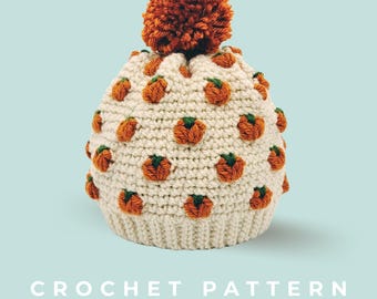 Patrón de mini gorro de calabaza a crochet / Varios tamaños, desde recién nacido hasta adulto / Descarga en PDF
