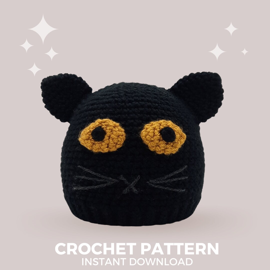 Black Cat Crochet Hat Pattern With Bonus Brim and Earflap Choices