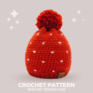 Mini Hearts Crochet Hat Pattern - Instant PDF Download, Multiple Sizes from Newborn to Tween