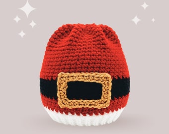 Santa's Suit Crochet Hat Pattern - Instant PDF Download, Multiple Sizes from Newborn to Tween