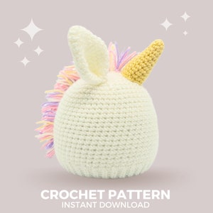 Unicorn Crochet Hat Pattern - Instant PDF Download, Multiple Sizes from Newborn to Tween