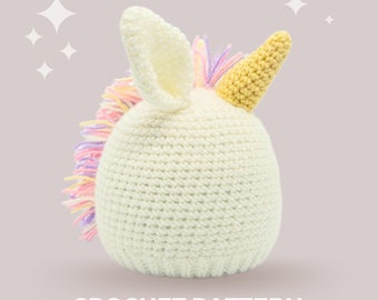 Unicorn Crochet Hat Pattern - Instant PDF Download, Multiple Sizes from Newborn to Tween