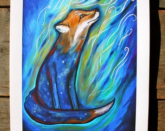 Within you and without you (fox and stars) - 11'' x 14''