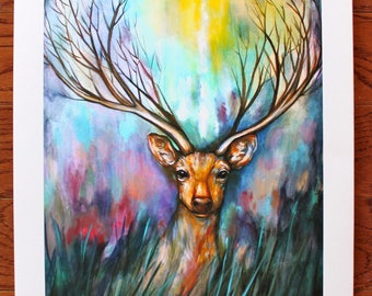 First Light (Deer) - 11'' x 14''