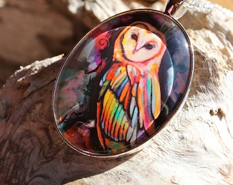 Mystic Owl Art Pendant - Wearable Art