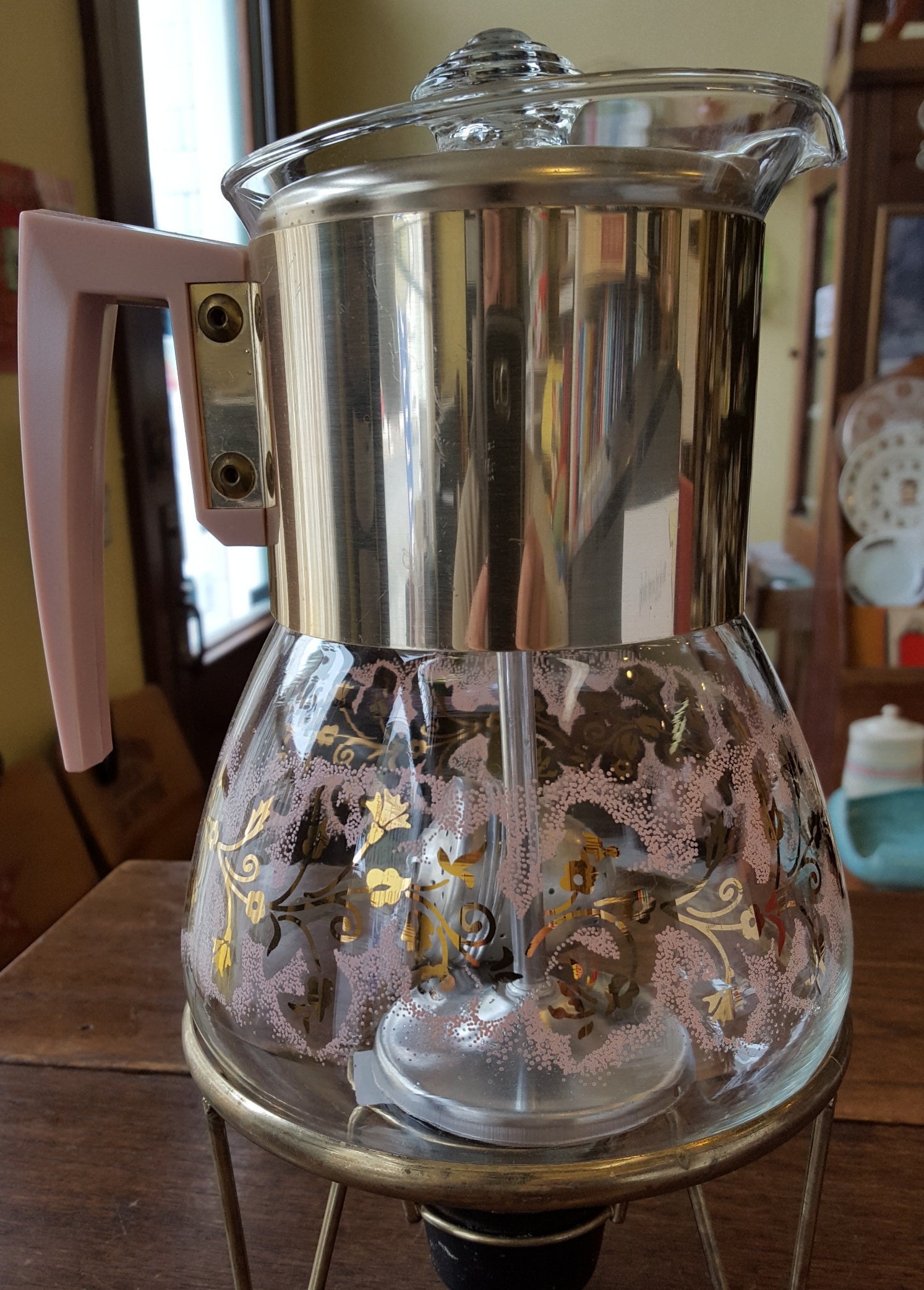 Vintage, Gemco Glass Coffee Pot, Stovetop Percolator, Pink Plastic & Clear  Glass, 4 8 Cups Made in USA 1970's 