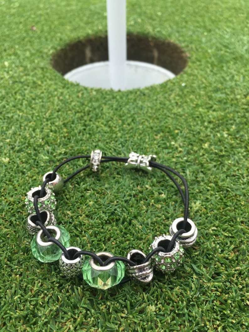 Golf Stroke Counter Bracelet Green Charm Beads Black Lower Etsy