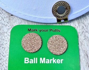Sparkly Gold Golf Ball Marker with Hat Clip: Lady Golfer Jewelry