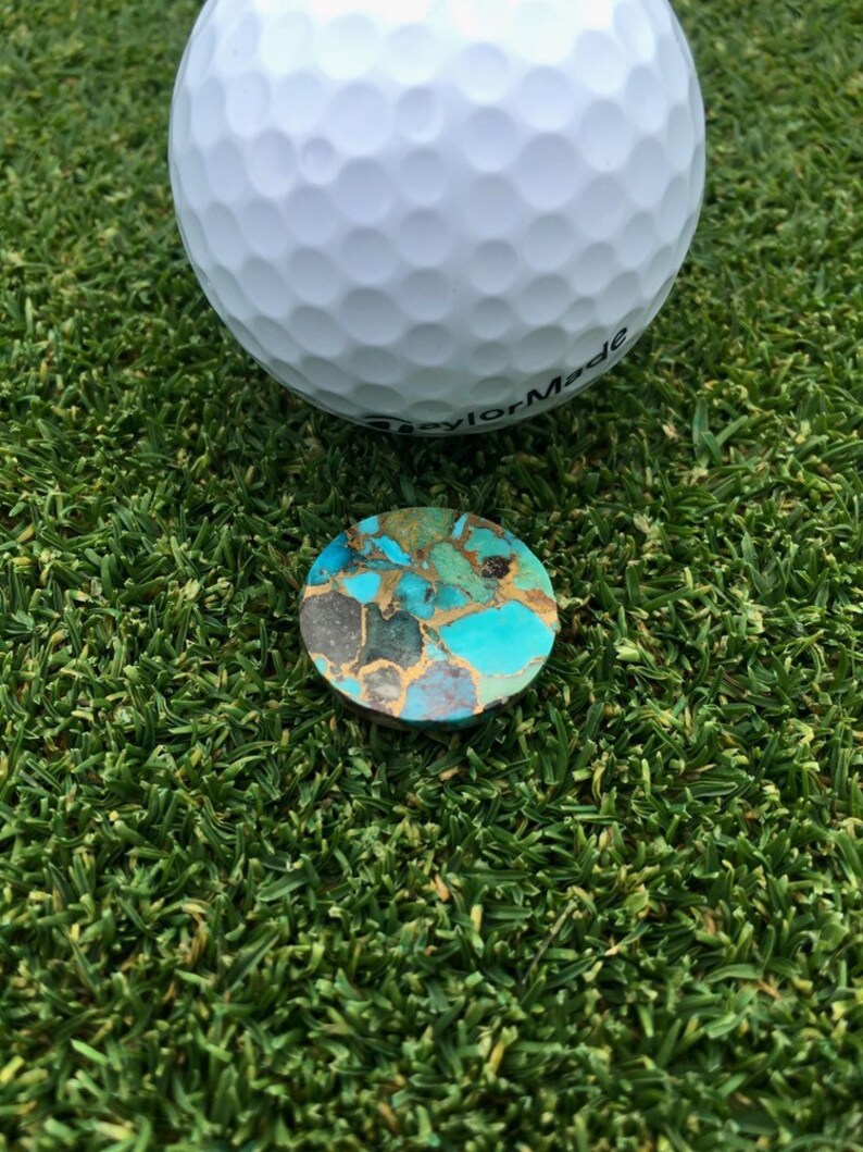 Golf Ball Marker Necklace Genuine Turquoise Gemstone Etsy