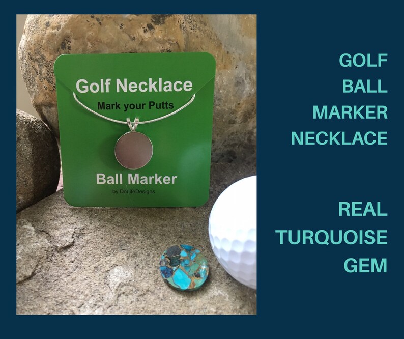 Golf Ball Marker Necklace Genuine Turquoise Gemstone Etsy