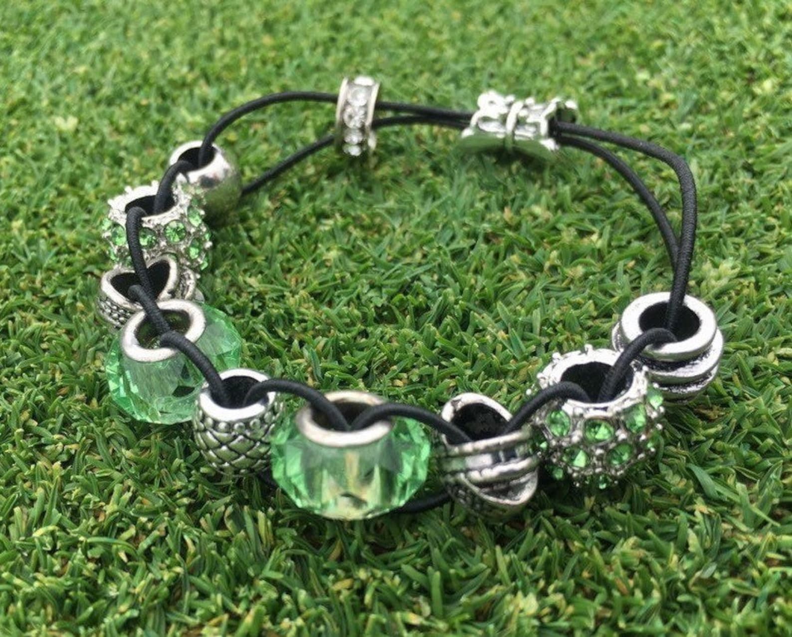 Golf Stroke Counter Bracelet Green Charm Beads Black Lower Etsy