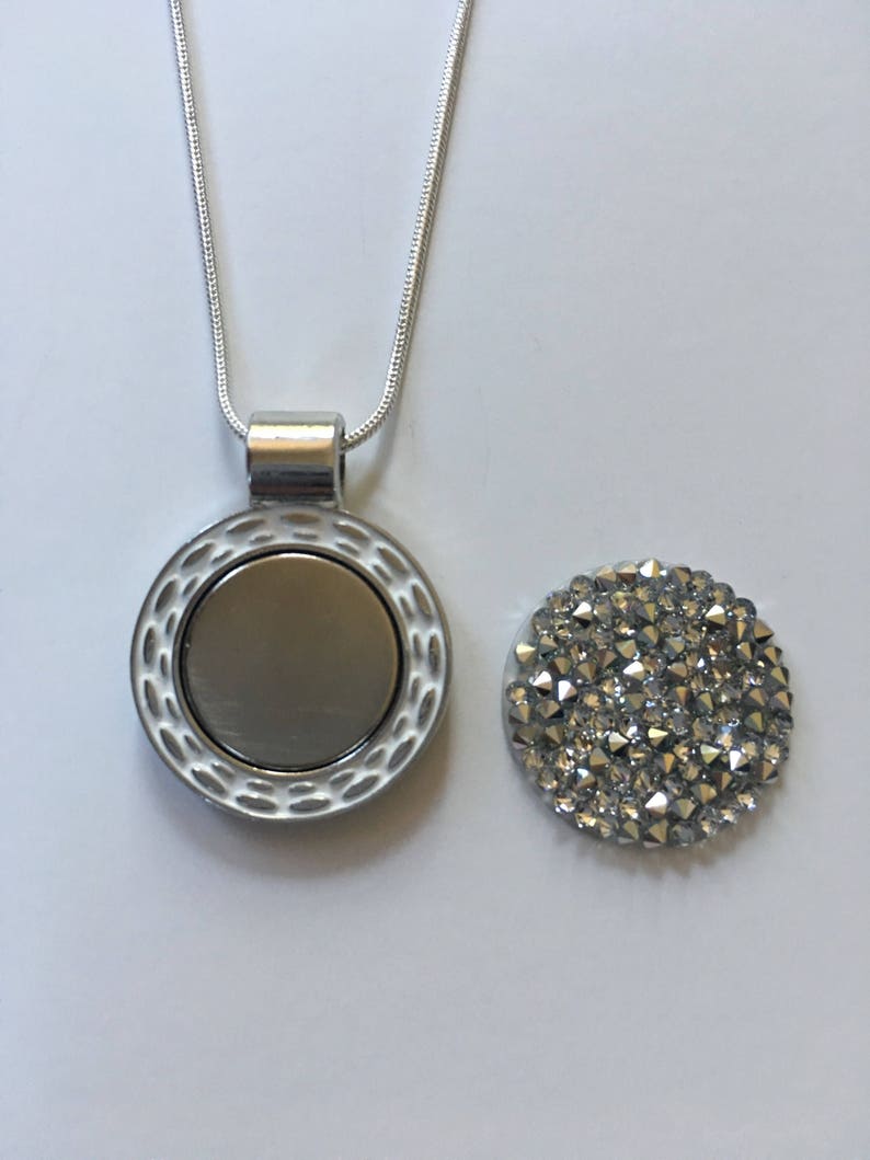 Golf Ball Marker Swarovski And Necklace Clear Sparkling Ballmarker Golfing Jewelry Beauty On Off The Course Glam