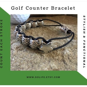 Golfing STAR • Golf Bead Stroke Counter Bracelet • Lower Golfing Handicap • Golfer Jewelry • Keep Track of Golf Score