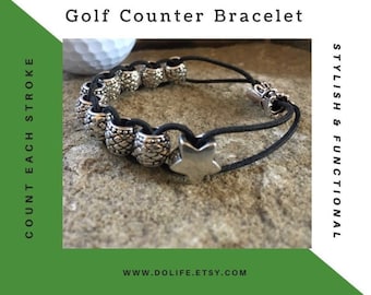 Golfing STAR • Golf Bead Stroke Counter Bracelet • Lower Golfing Handicap • Golfer Jewelry • Keep Track of Golf Score