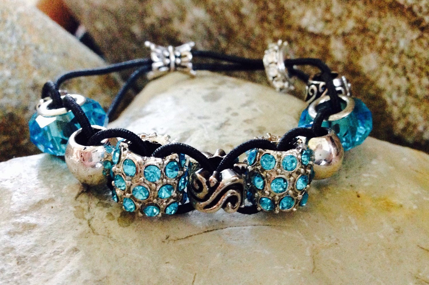 Golf Stroke Counter Bracelet Sparkling Turquoise Blue & Silver Etsy