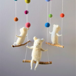 Needle Felted Bear Mobile, Nursery Mobile, Baby Mobile, Baby Crib Mobile, Bear Mobile