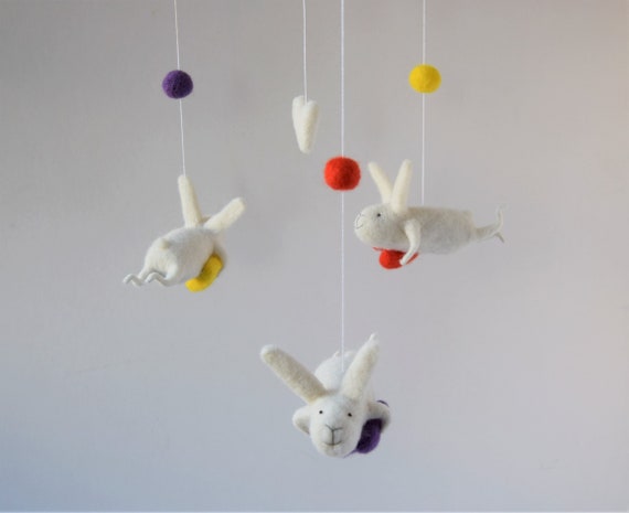 Colored Bunny Mobile Nursery Mobile Baby Mobile Baby Crib Etsy