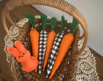 5  Fabric Carrots  with Easter Bunny