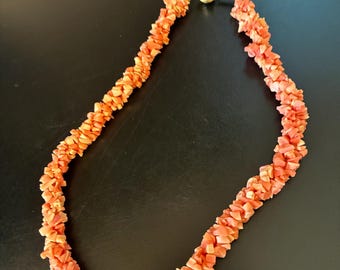 Vintage  Triple Twisted Vintage  Coral Necklace
