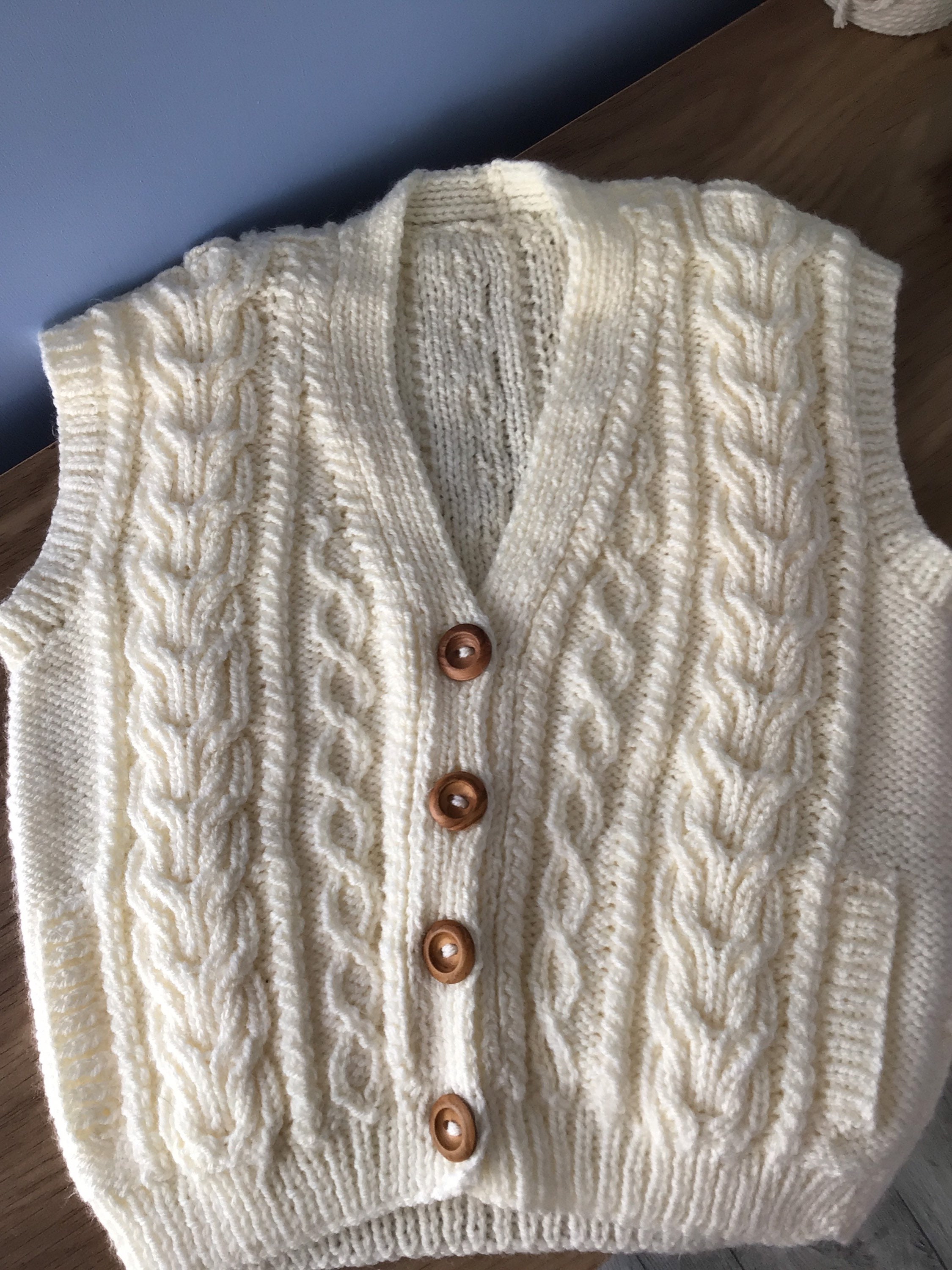 New Hand Knitted Aran Waistcoat | Etsy