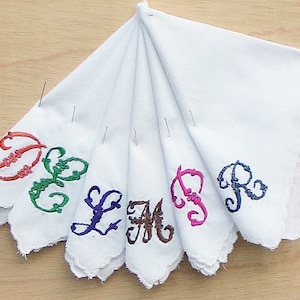 Ladies Handkerchiefs Personalised with Initials embroidered image 1