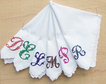 Ladies Handkerchiefs Personalised with Initials embroidered