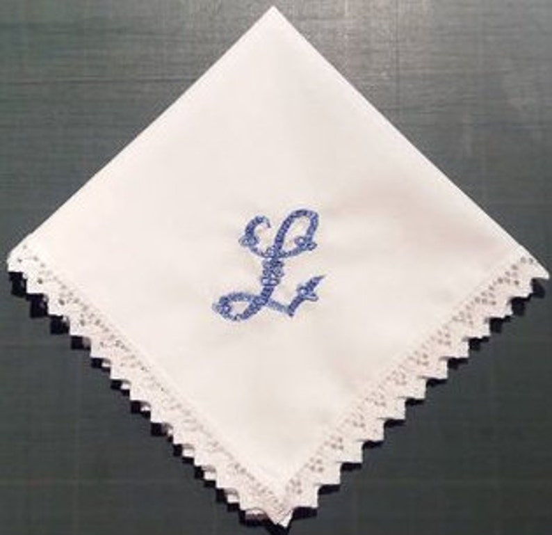 Ladies Handkerchiefs Personalised with Initials embroidered image 3
