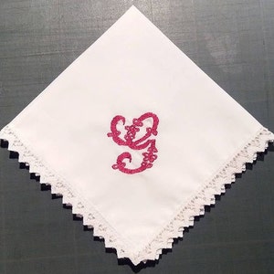 Ladies Handkerchiefs Personalised with Initials embroidered image 2