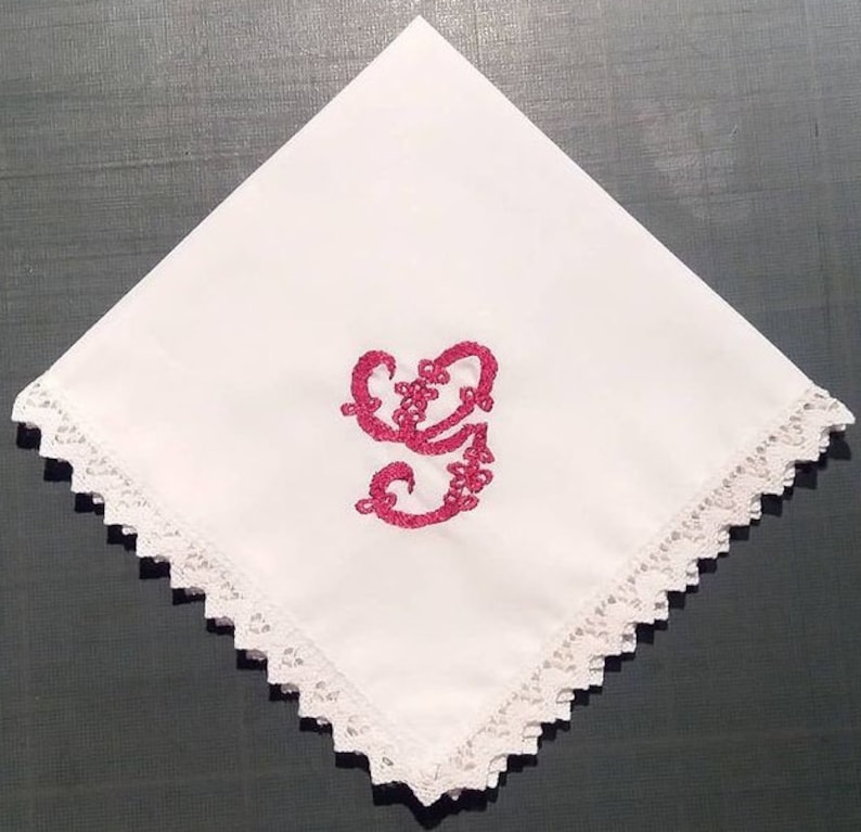 Ladies Handkerchiefs Personalised with Initials embroidered image 2