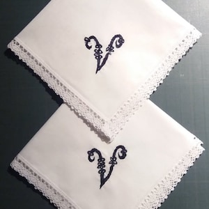 Ladies Handkerchiefs Personalised with Initials embroidered image 5