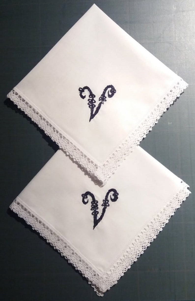 Ladies Handkerchiefs Personalised with Initials embroidered image 5