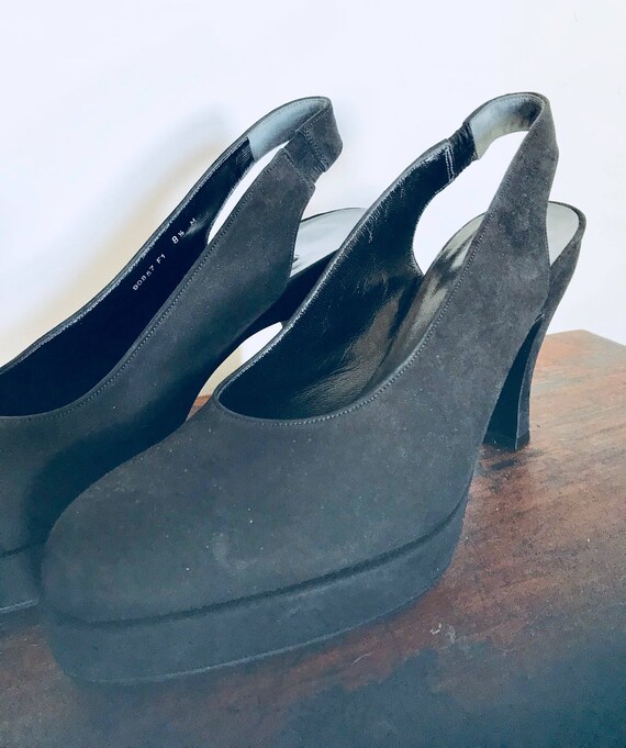 black suedette two part platform courts