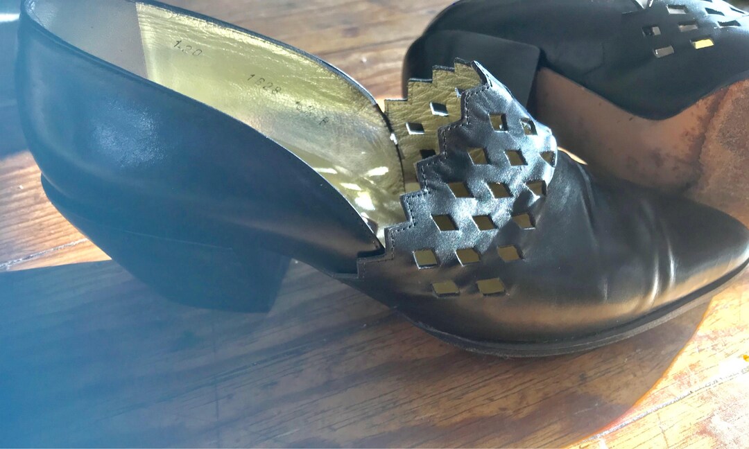 Walter Steiger Black Boot Heel Shoe Handmade in Italy - Etsy