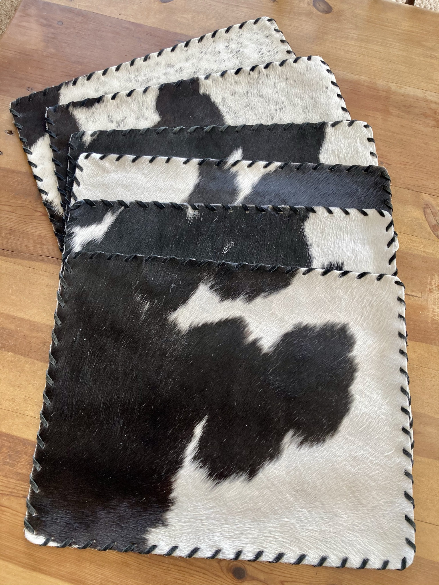 Black and white cowhide placemats Etsy