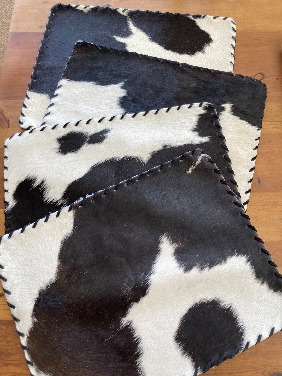 Black and White Cowhide Placemats Set of 4 Etsy