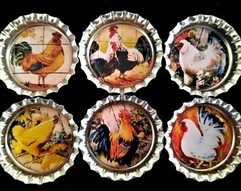 50 pcs Colorful  Animals Chicken Cockerel Wooden Buttons Clothing DIY Craft N7 