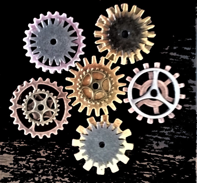 Six Assorted Gears Cogs And Sprockets Etsy